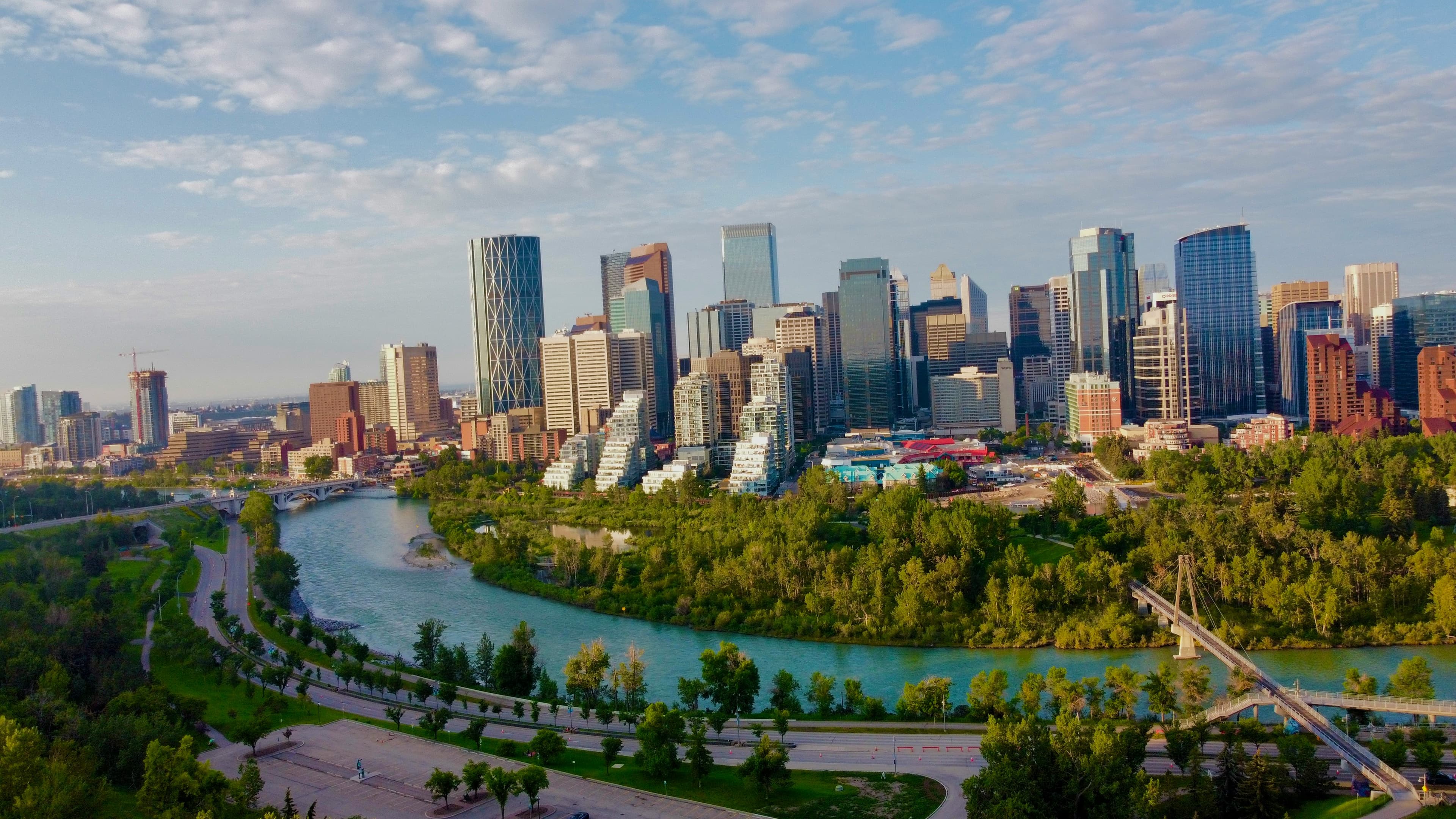 Downtown Calgary skyline along the Bow River